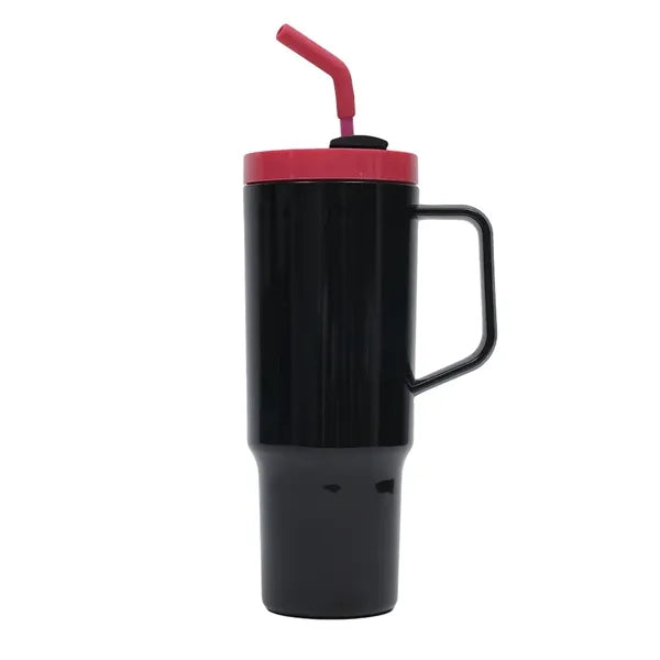 40oz Travel Mug with Handle & Straw