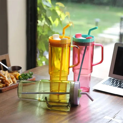 40oz Travel Mug with Handle & Straw