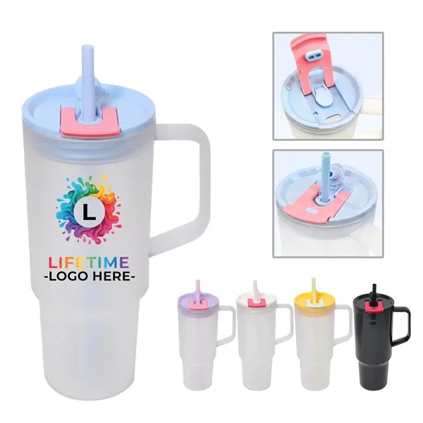 40oz Frosted Plastic Travel Tumbler