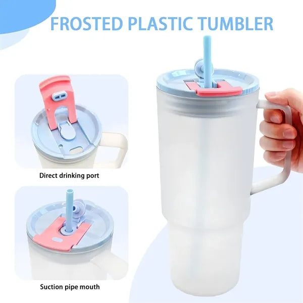 40oz Frosted Plastic Travel Tumbler