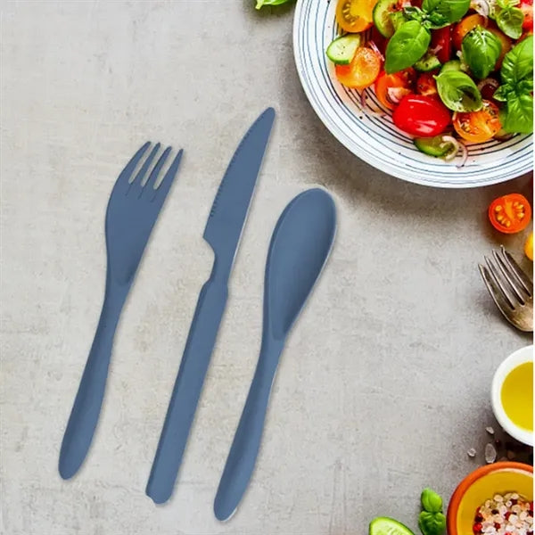 3-in-1 Portable Wheat Straw Cutlery Set With Storage Box