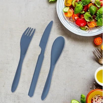 3-in-1 Portable Wheat Straw Cutlery Set With Storage Box