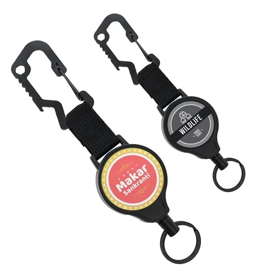Outdoor Carabiner Round Badge Reel w/ Keyring