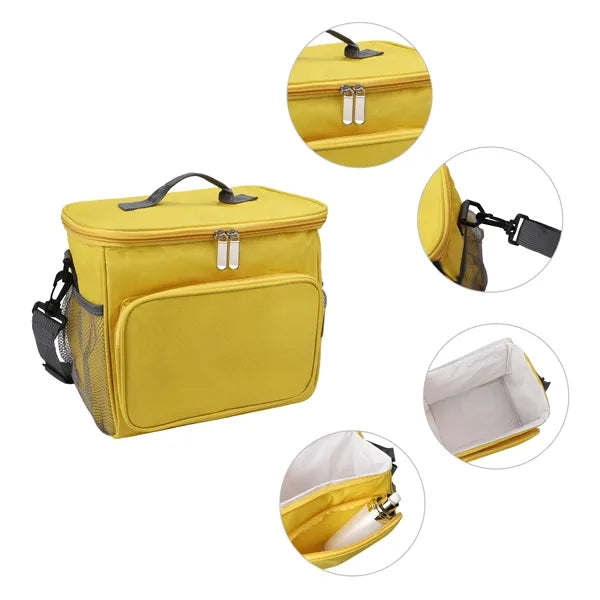 10L Insulated Lunch Cooler Bag W/ Shoulder Strap & Handles