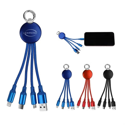 3 In 1 Light Up Muti Charging Cable With Key Ring