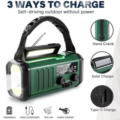 10000mAh Hand Crank Emergency Radio with Flashlight Charger