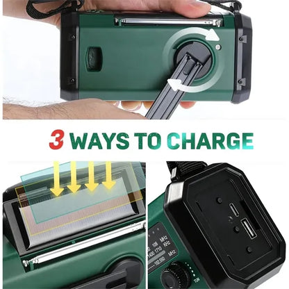 10000mAh Hand Crank Emergency Radio with Flashlight Charger