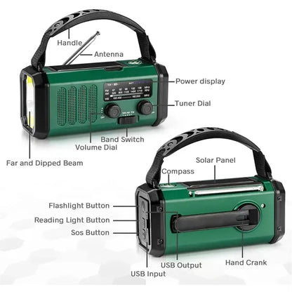 10000mAh Hand Crank Emergency Radio with Flashlight Charger