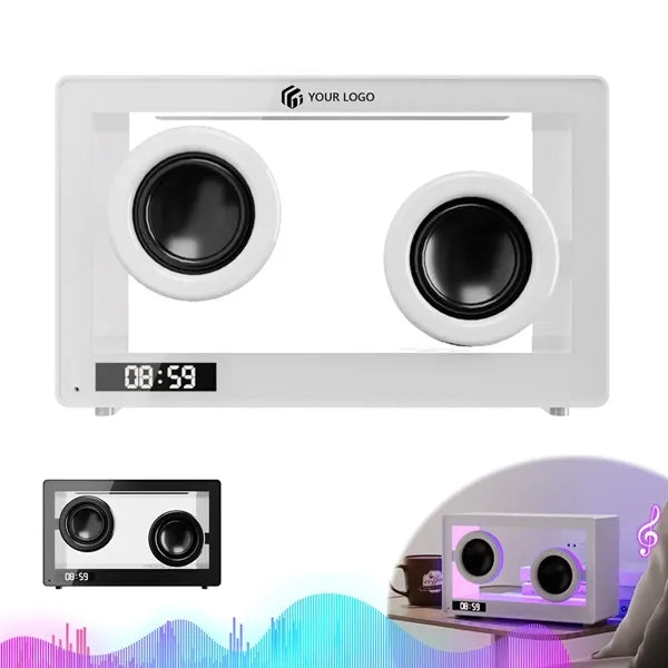Transparent desk decor clock bluetooth speaker with lights