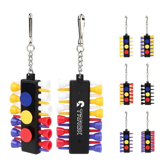 Portable Golf Ball Tee Holder W/ 12 Tees & 3 Markers