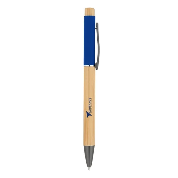 Bamboo Barrel with Gunmetal Clip Pen