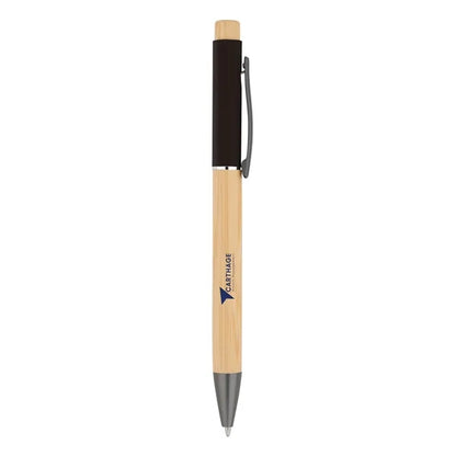 Bamboo Barrel with Gunmetal Clip Pen