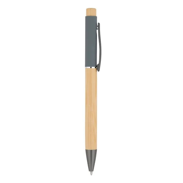 Bamboo Barrel with Gunmetal Clip Pen