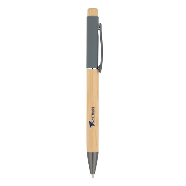 Bamboo Barrel with Gunmetal Clip Pen
