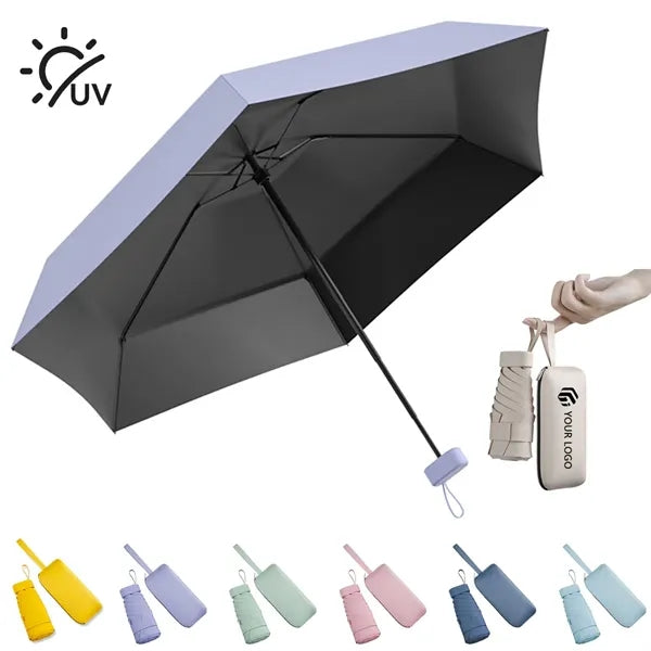 UV windproof mini compact travel sun umbrella with case