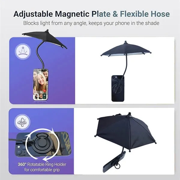 Magnetic Mini Phone Umbrella Adjustable Sun Shade Shield
