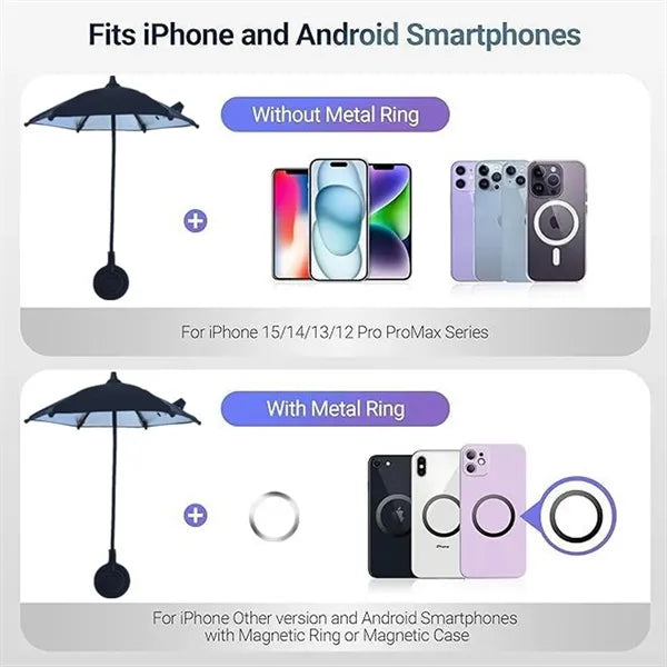 Magnetic Mini Phone Umbrella Adjustable Sun Shade Shield
