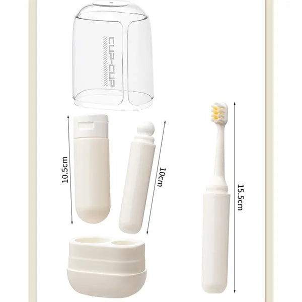 3-in-1 Travel Toothbrush Set with Mouthwash Cup