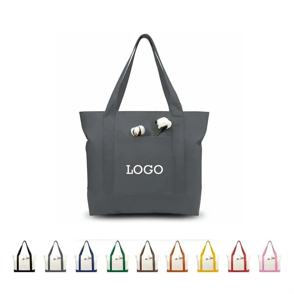 Customizable Canvas Tote Bag with Zipper