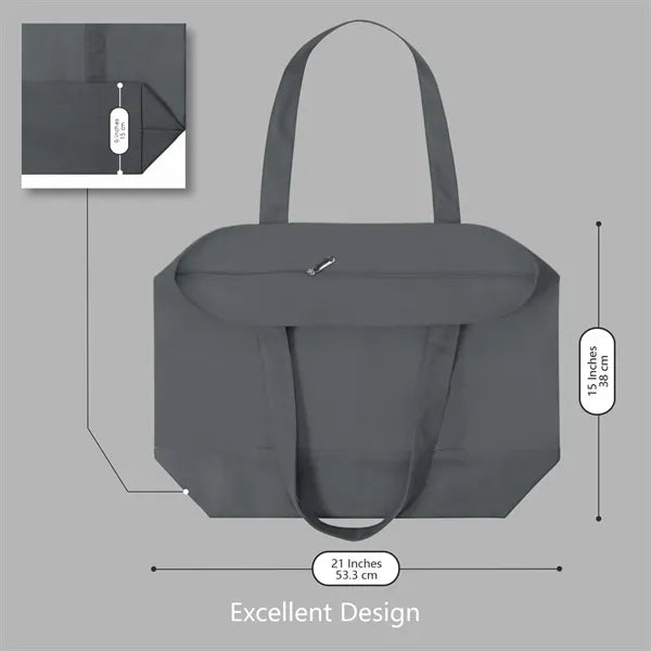 Customizable Canvas Tote Bag with Zipper