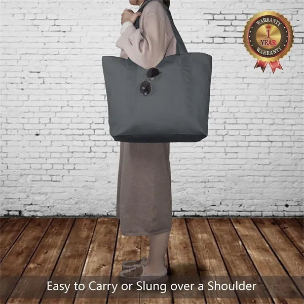 Customizable Canvas Tote Bag with Zipper