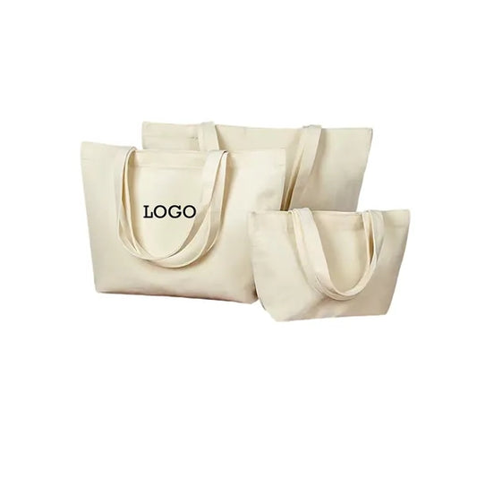 Customizable Canvas Zipper Tote Bag