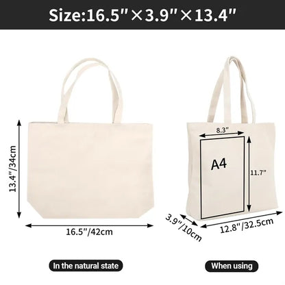Customizable Canvas Zipper Tote Bag
