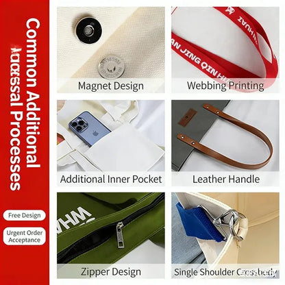 Customizable Canvas Zipper Tote Bag