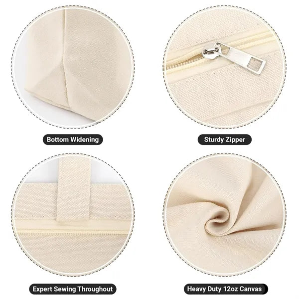 Customizable Canvas Zipper Tote Bag