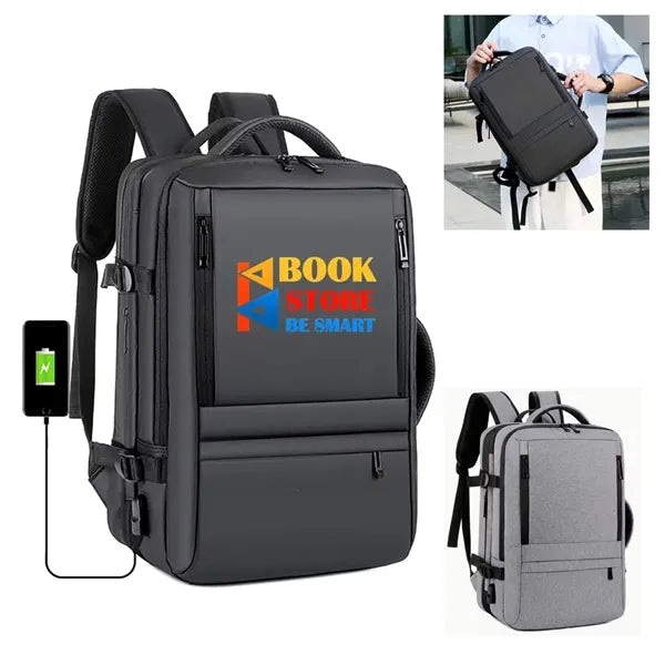 17" Expandable Waterproof Men's Laptop Backpack With USB