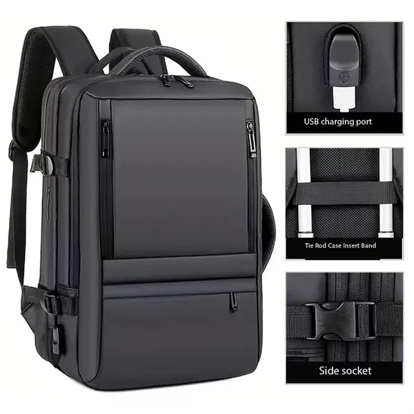 17" Expandable Waterproof Men's Laptop Backpack With USB