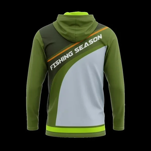 Sublimated 180G Mesh UPF Long Sleeve Hooded Fishing T-Shirt