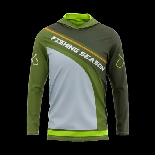 Sublimated 180G Mesh UPF Long Sleeve Hooded Fishing T-Shirt