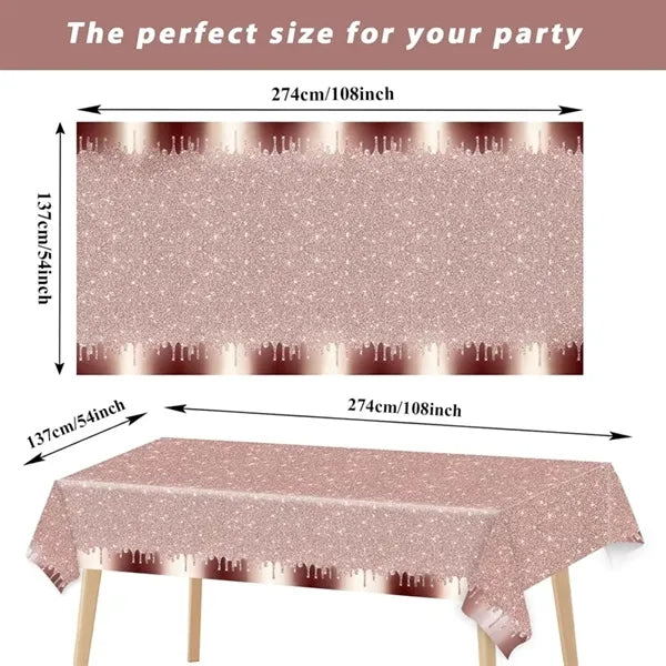 Rose Gold Birthday Party Tablecloths Valentine's Day
