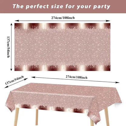 Rose Gold Birthday Party Tablecloths Valentine's Day