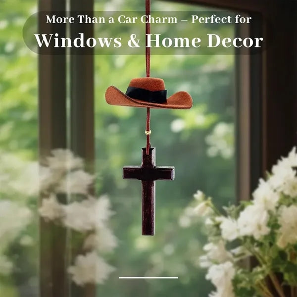 Auto accessories mirror hanging cross cowboy hat car charm