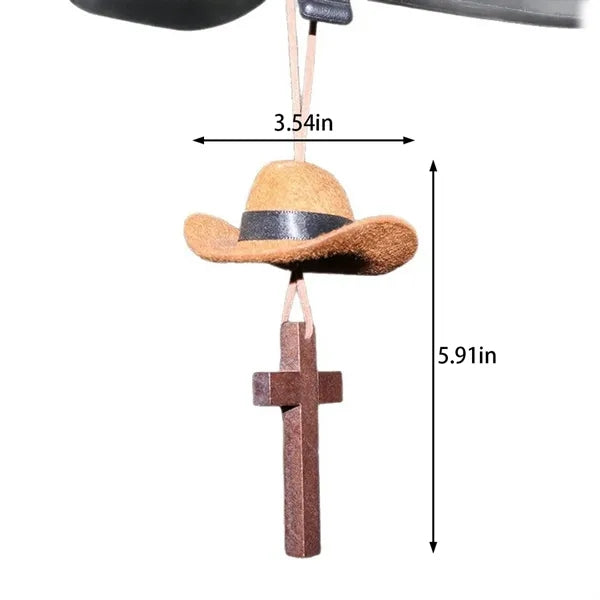 Auto accessories mirror hanging cross cowboy hat car charm