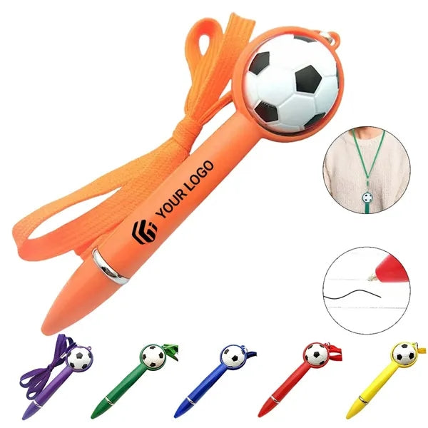 Party favors novelty soccer ballpoint pen with lanyard