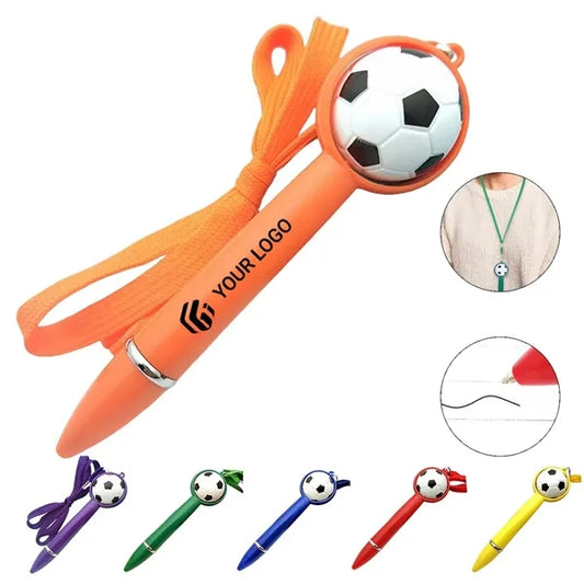 Party favors novelty soccer ballpoint pen with lanyard