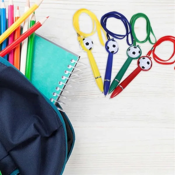 Party favors novelty soccer ballpoint pen with lanyard
