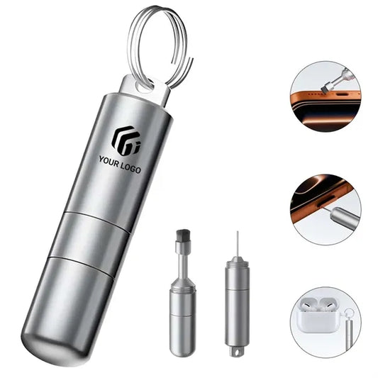 Portable 2 in 1 SIM card removal tool with cleaning brush
