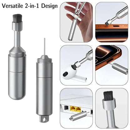 Portable 2 in 1 SIM card removal tool with cleaning brush