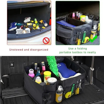 Collapsible waterproof car trunk backseat storage organizer