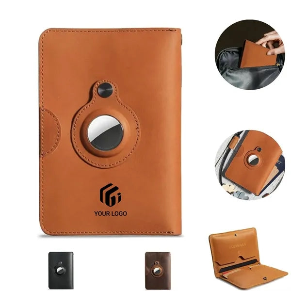 Travel passport holder wallet cover case with tracker slot