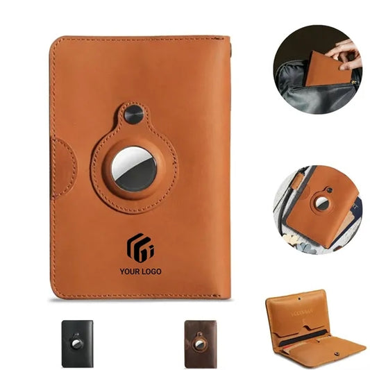Travel passport holder wallet cover case with tracker slot