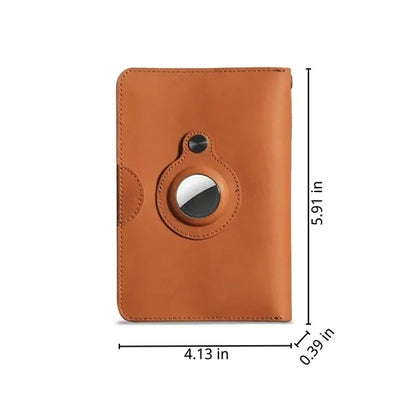 Travel passport holder wallet cover case with tracker slot
