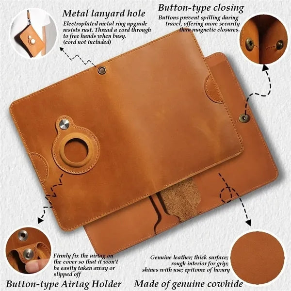 Travel passport holder wallet cover case with tracker slot