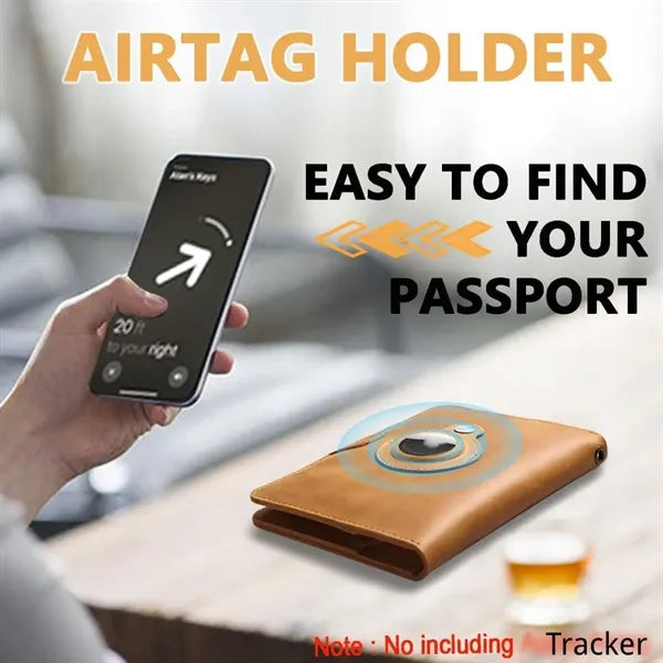 Travel passport holder wallet cover case with tracker slot