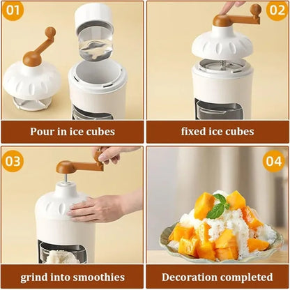 Portable snow cone slushy-maker manual shaved ice shaver