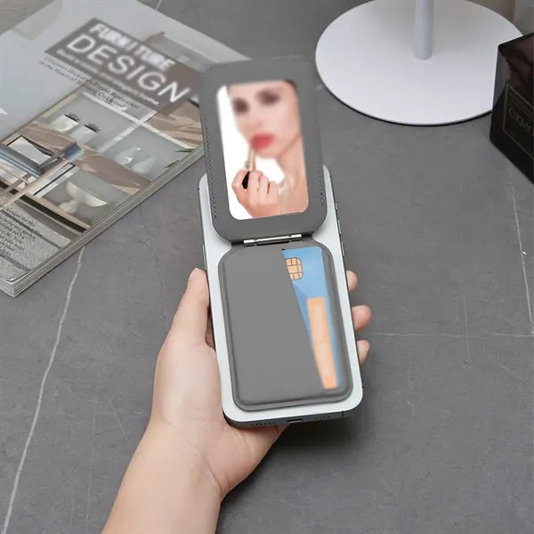 RFID blocking cards holder magnetic wallet with mirror
